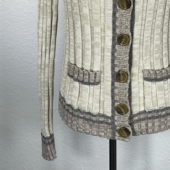 Free People Striped Hem Cardigan Sweater SW116 - Picture 4 of 7